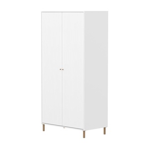 Armoire enfant 2 portes rainures avec pied SAGA FLEXA blanc oak