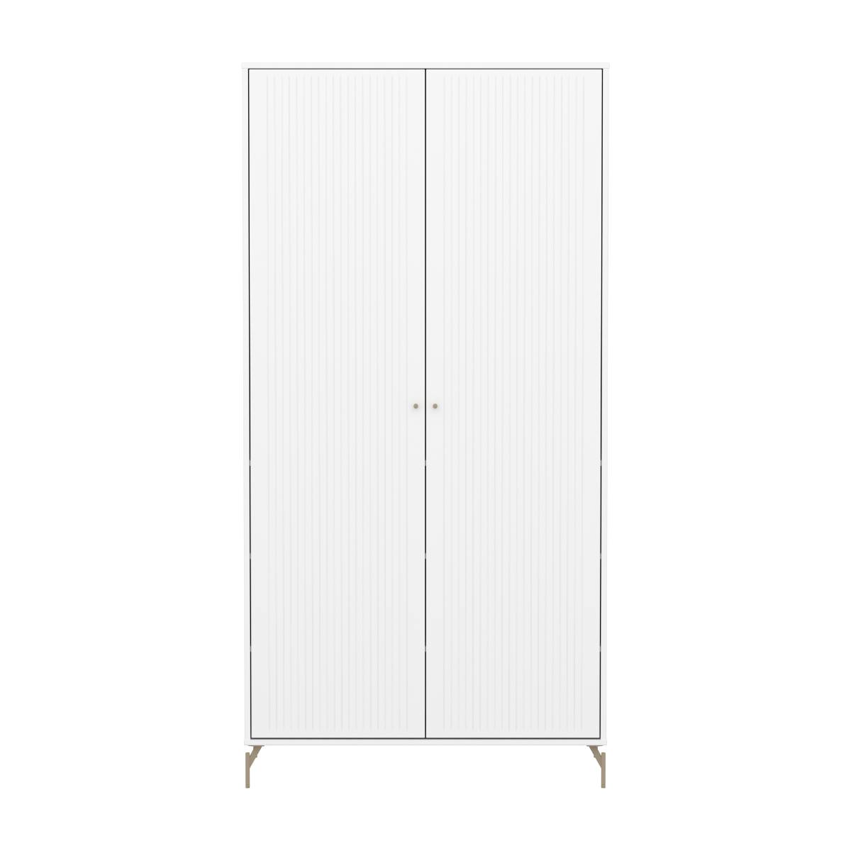 Armoire enfant 2 portes rainures avec pied SAGA FLEXA blanc oat