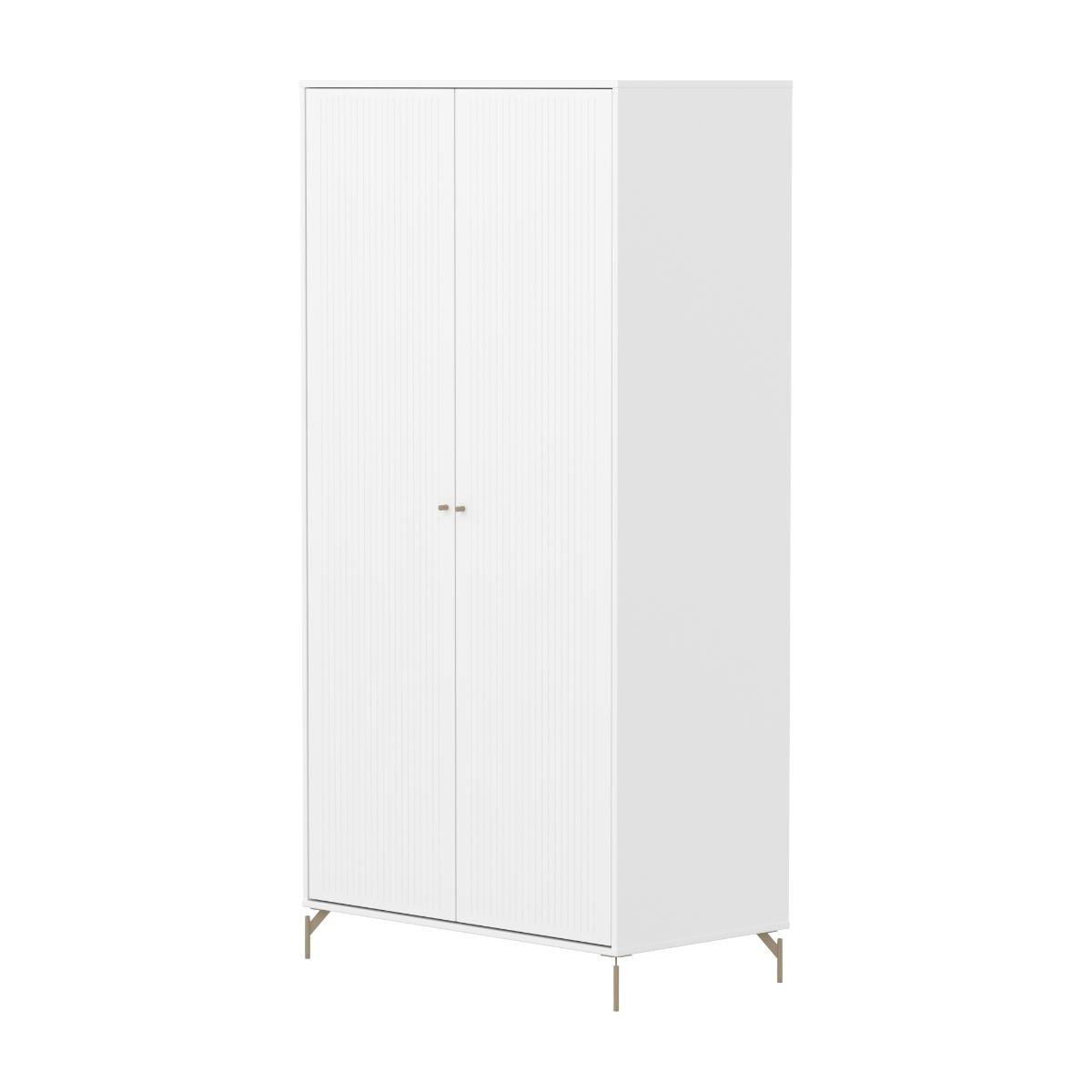 Armoire enfant 2 portes rainures avec pied SAGA FLEXA blanc oat
