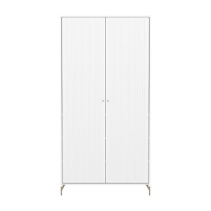 Armoire enfant 2 portes rainures avec pied SAGA FLEXA blanc oat