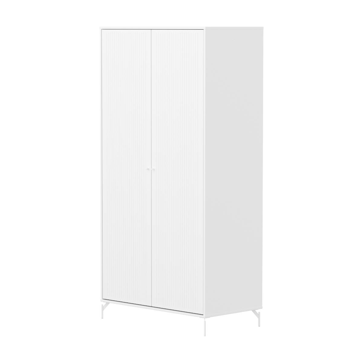 Armoire enfant 2 portes rainures avec pied SAGA FLEXA blanc