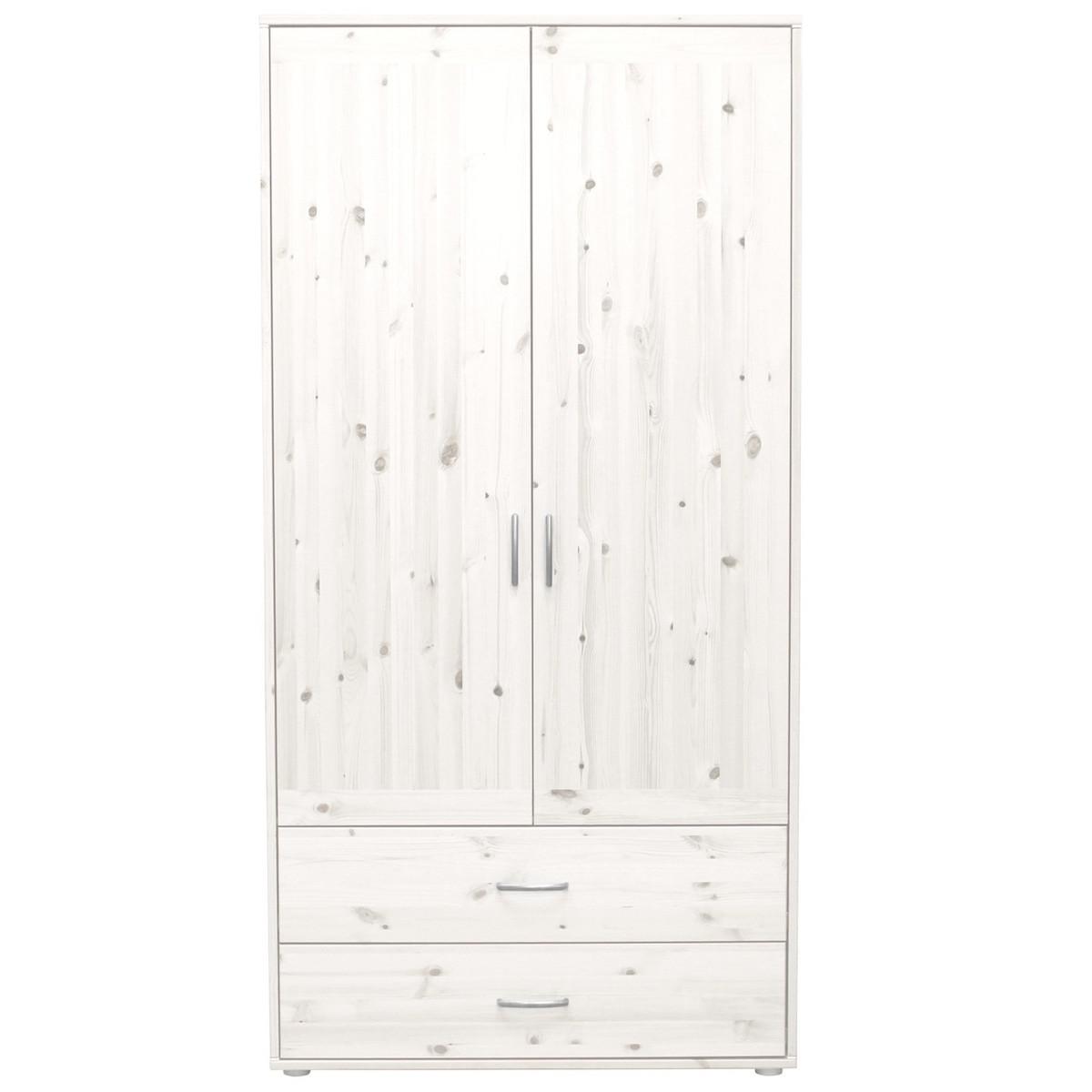 Armoire enfant 2 portes/2tiroirs NEW Classic FLEXA blanchi - blanchi - blanc
