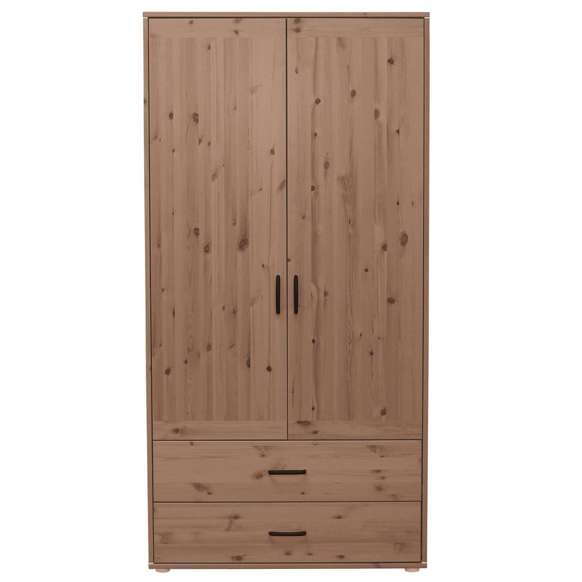 Armoire enfant 2 portes/2tiroirs NEW Classic FLEXA terra - terra - blanc