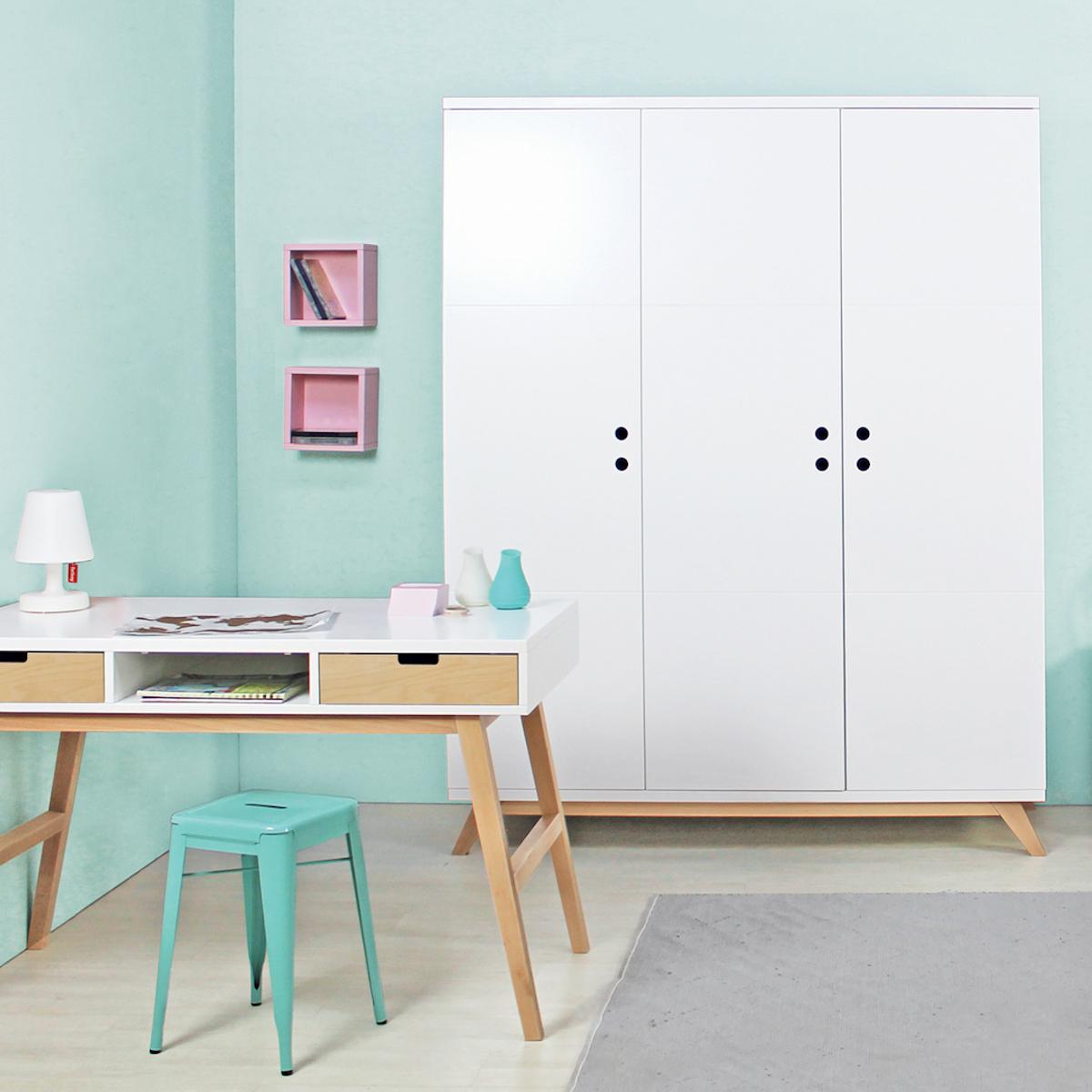 abitarekids.lu Armoire enfant 3 portes LYNN BOPITA blanc/naturel