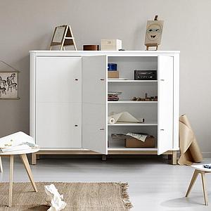  Armoire multi-rangement 3 portes WOOD Oliver Furniture blanc-chêne