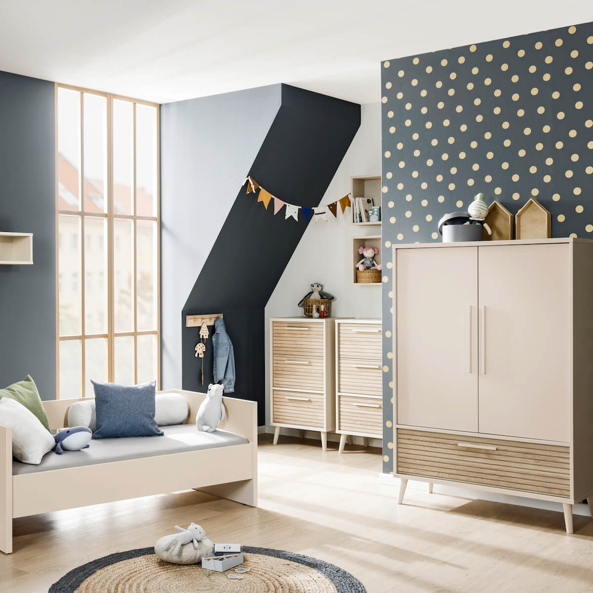 Armoire Tiny 2 portes 1 tiroir EEFJE Paidi Beige cashmere-chêne
