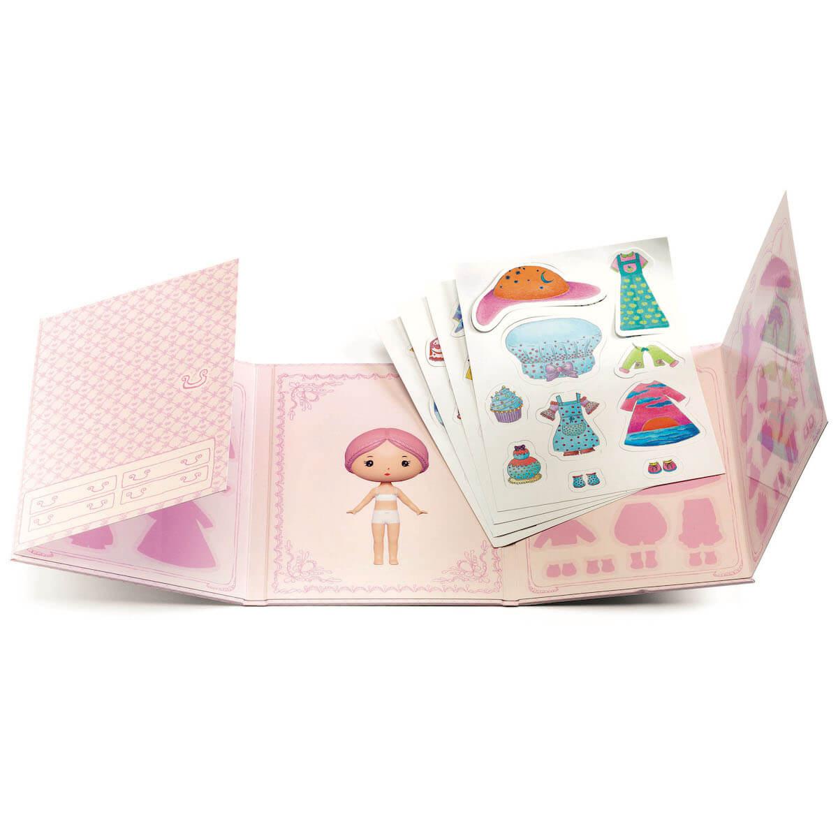 Atelier collage Miss Lilypink-Stickers removable MONDE IMAGINAIRE Djeco