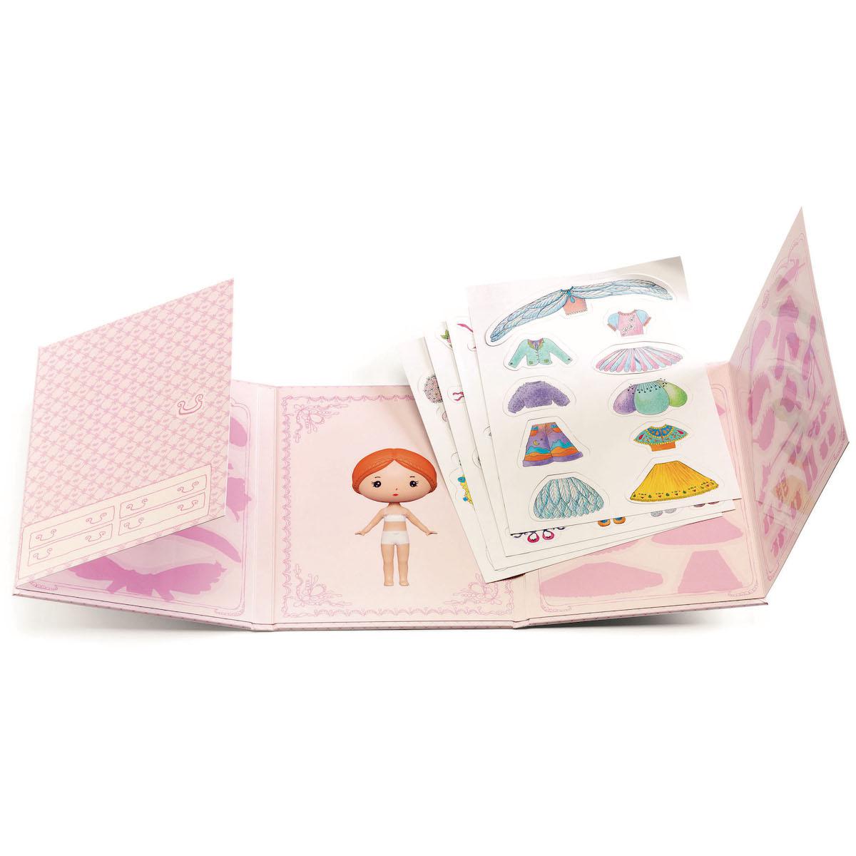 Atelier collage Miss Lilyruby-Stickers removable MONDE IMAGINAIRE Djeco