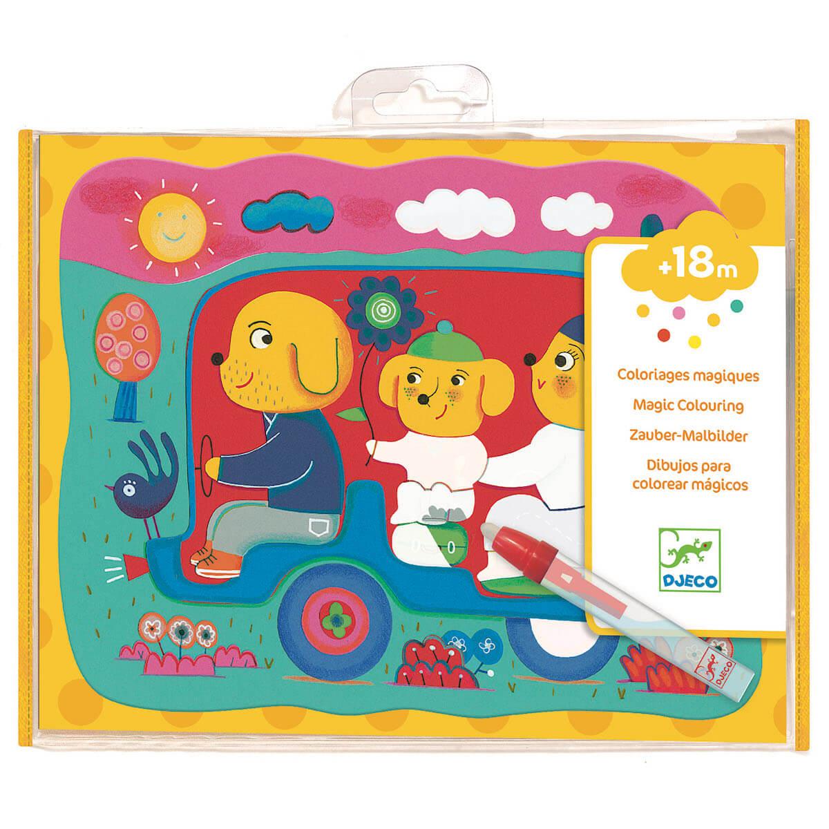 Atelier coloriage Caché en route LES PETITS CADEAUX Djeco