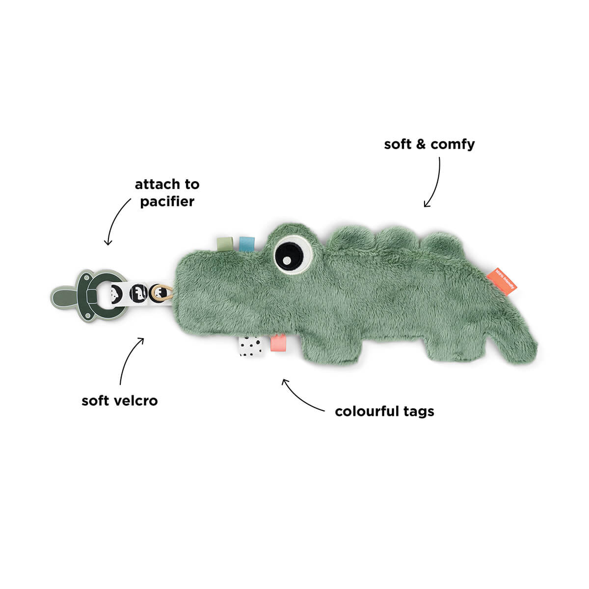 Attache tétine COZY FRIEND CROCO Done by Deer Green