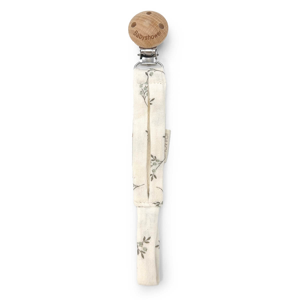 Attache tétine WOOD Babyshower olive bloom