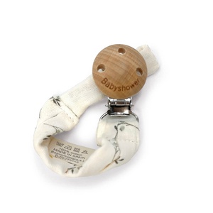 Attache tétine WOOD Babyshower olive bloom
