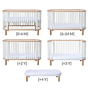 BABY by Flexa Lit bébé évolutif 75x145 cm Ovale Blanc et Hêtre
