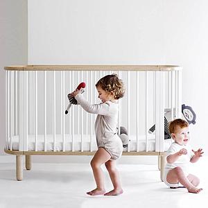 BABY by Flexa Lit bébé évolutif 75x145 cm Ovale Blanc et Hêtre