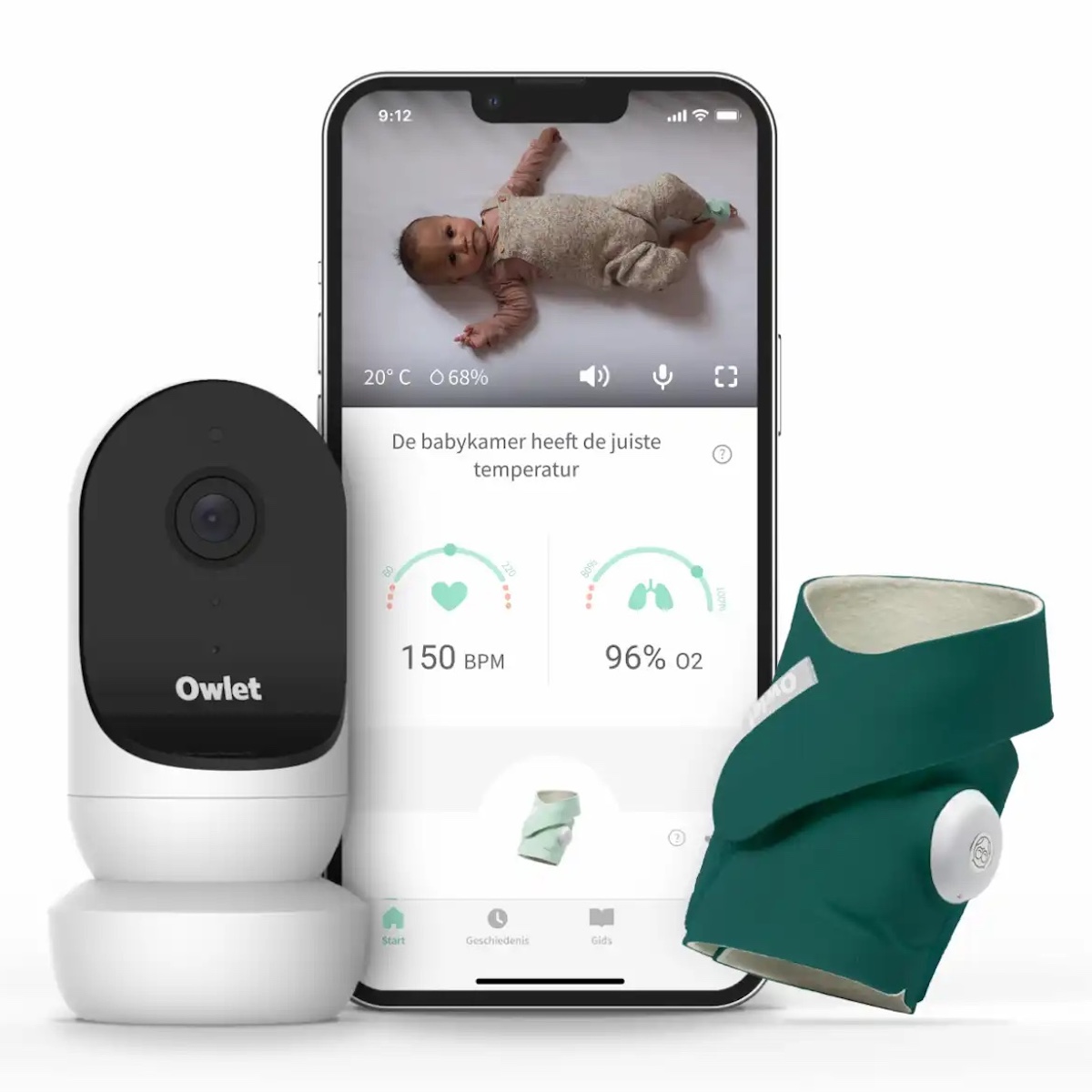 Babyphone DUO 2 Owlet vert foncé (Smart Sock 3 & Cam 2)