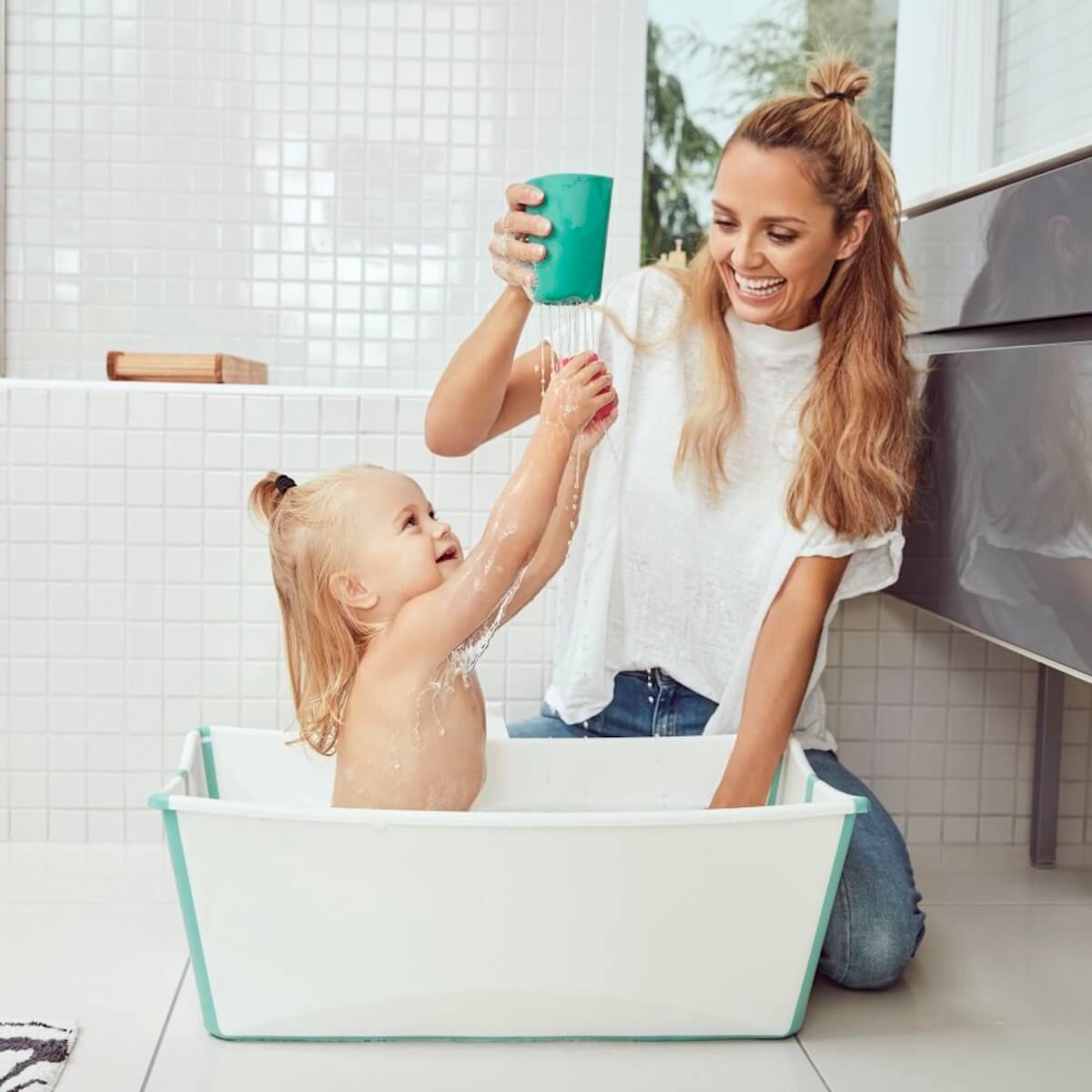 Baignoire-support nouveau-né FLEXI BATH Stokke blanc-aqua