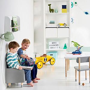 Banc rangement enfant DOTS Flexa gris urban