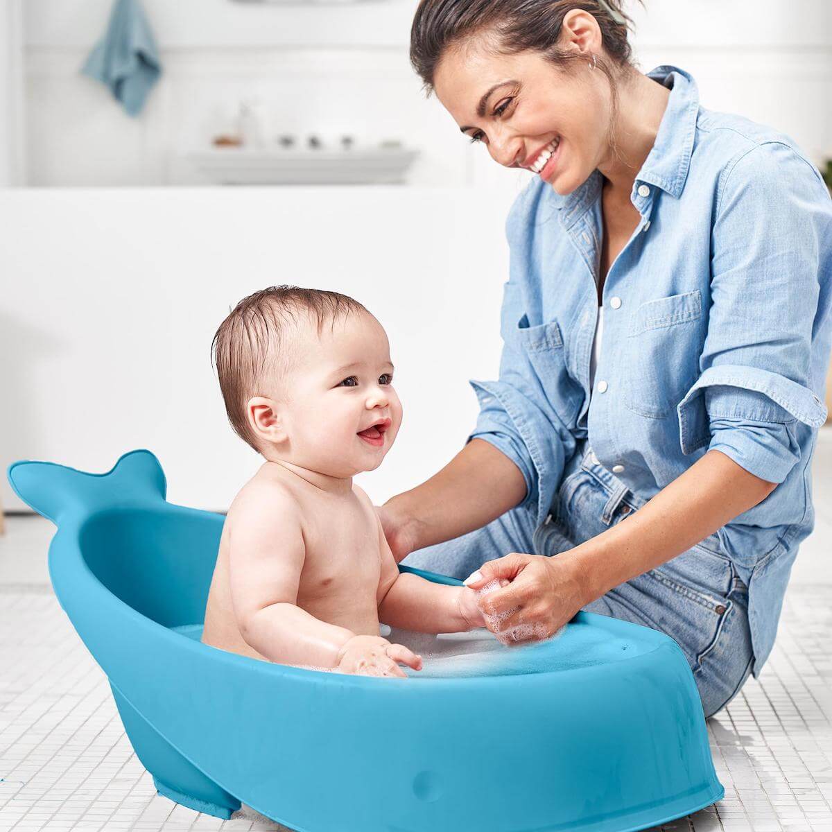 Bañera Pequeña Moby de 3 Etapas Azul Skip Hop