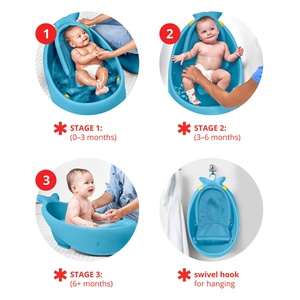 Bañera Pequeña Moby de 3 Etapas Azul Skip Hop