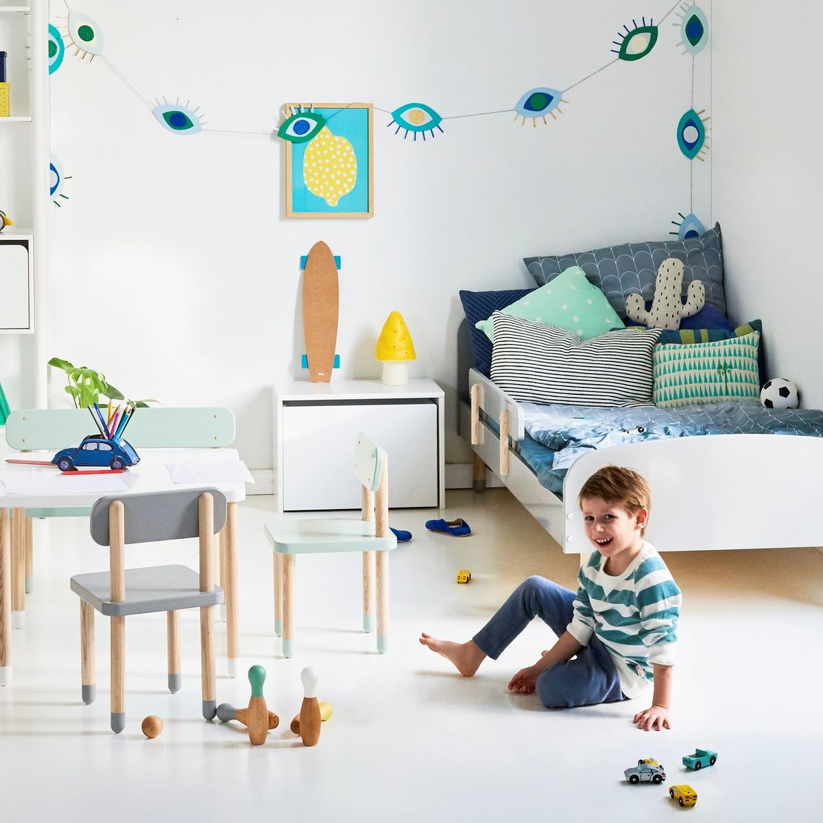 Barrière sécurité lit enfant 1/2 DOTS Flexa gris urban
