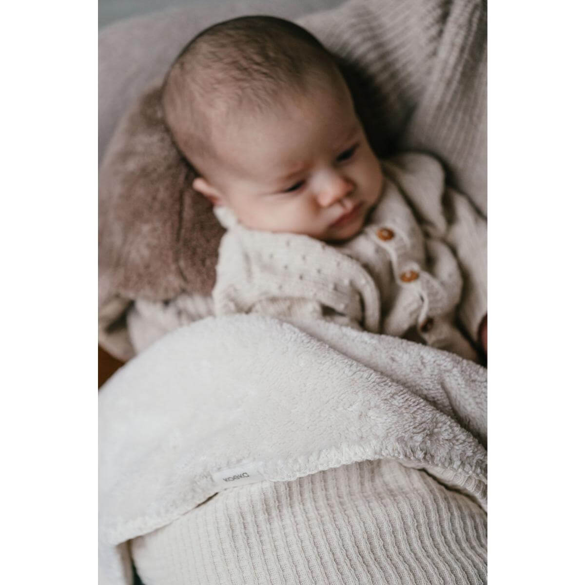 Bassinet blanket teddy Malada Koeka warm white