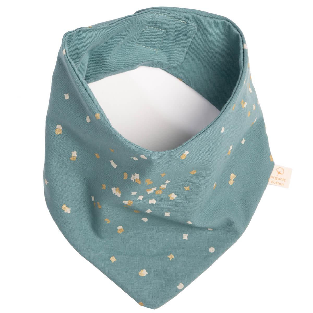 Bavoir bandana LUCKY ELEMENTS Nobodinoz gold confetti-magic green