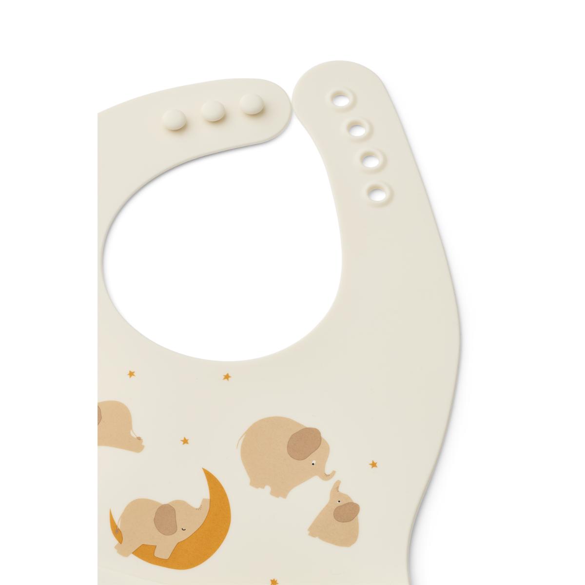 Bavoir imprimé ember par 2 Liewood Elephant creme de la creme