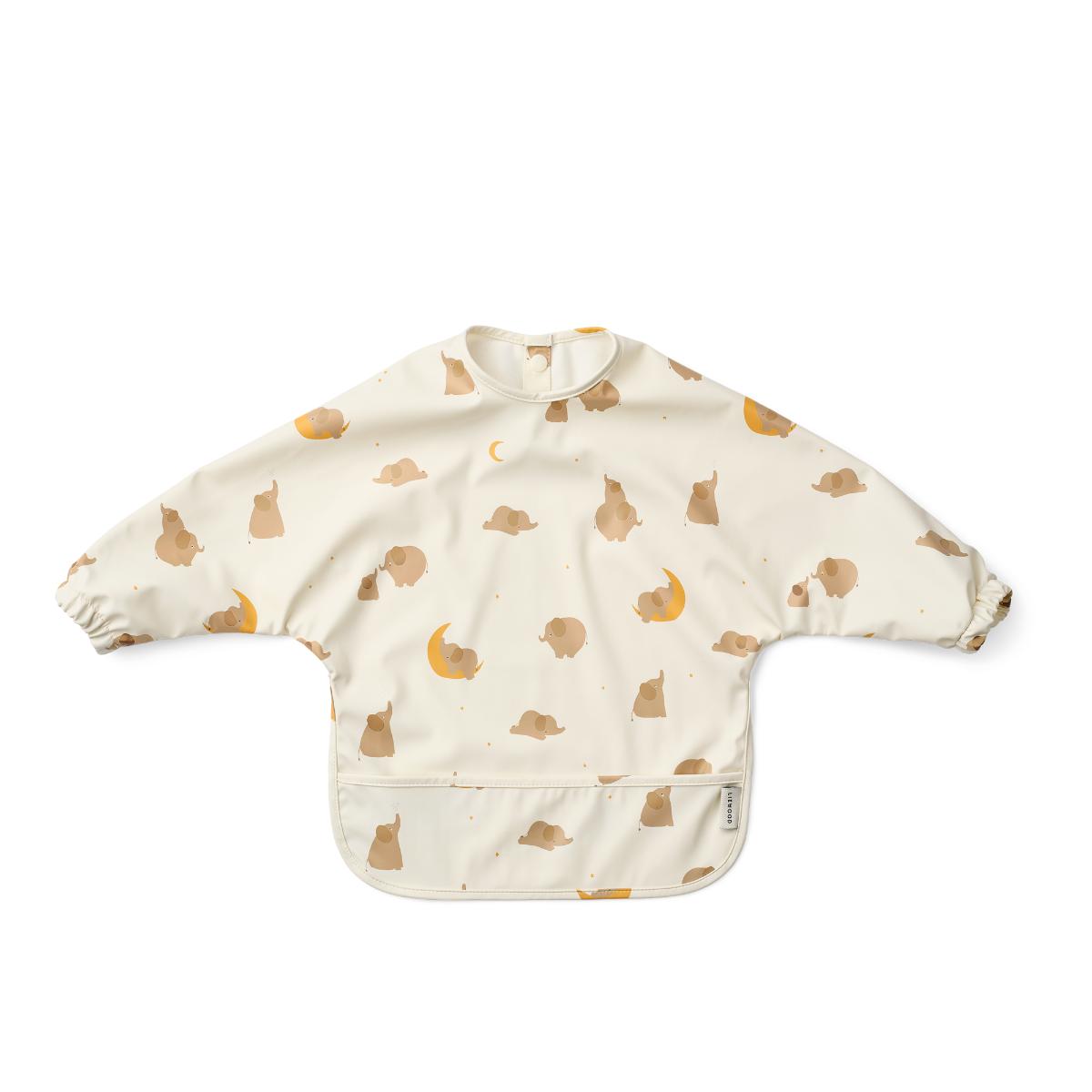 Bavoir manches longues MERLE Liewood Elephant creme de la creme