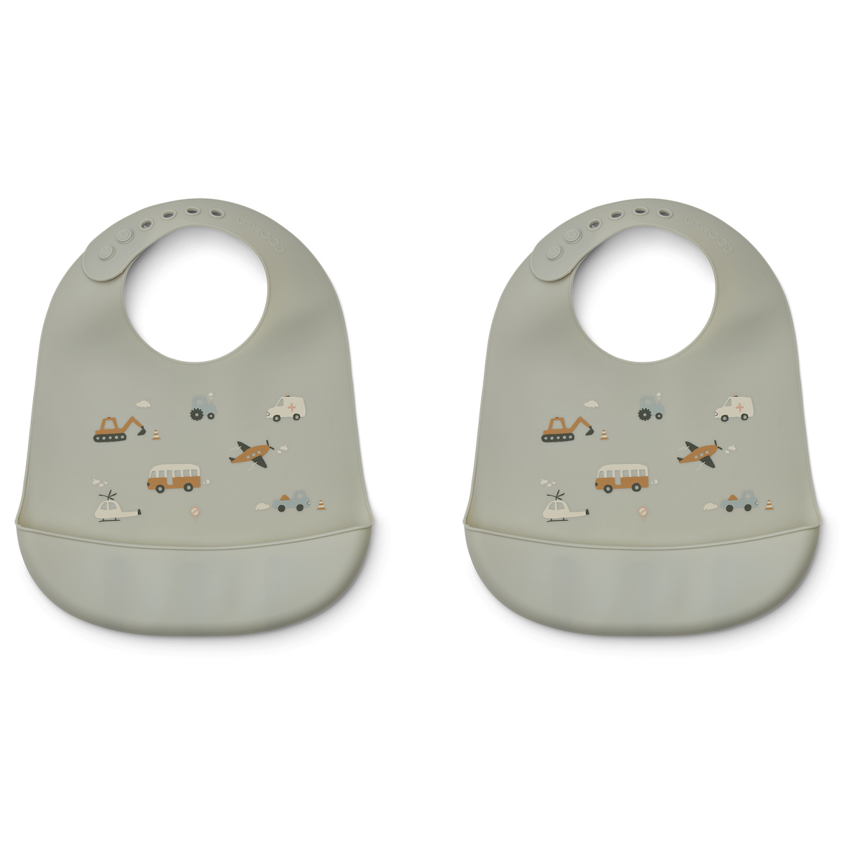 Bavoir silicone-par 2 TILDA Liewood Vehicles-dove blue mix  NOOS