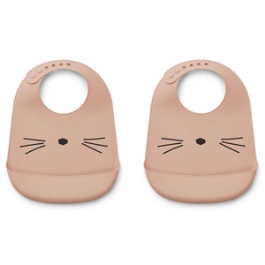 Bavoir silicone-par 2 TILDA RAINBOW Liewood cat rose