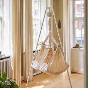 Berceau à ressort jumeaux avec moteur-support Membantu Basic blanc-natur