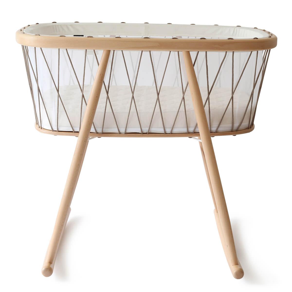 Berceau KUMI Charlie Crane avec matelas organic hazelnut mesh