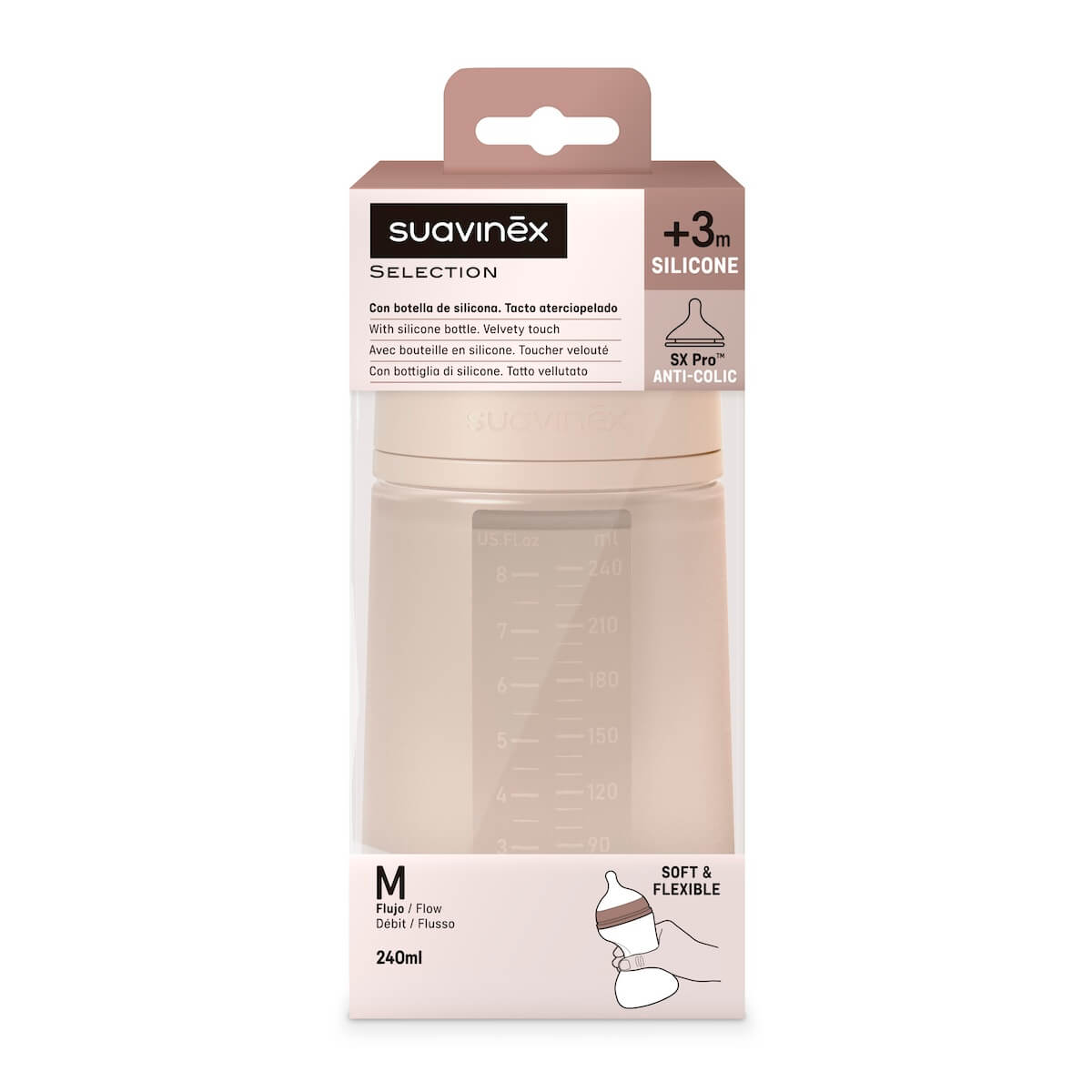 Bib 240m silicona fisiológica SX Pro flujo médio Suavinex Nude I3