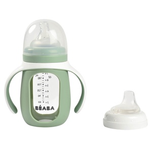 Biberon d'apprentissage en verre 2en1 Beaba vert sauge