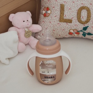 Biberon d'apprentissage verre 2-en-1 Beaba old pink