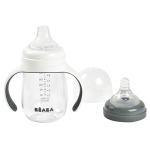 Biberón de aprendizaje antigoteo 2 en 1 210ml Beaba gris mineral