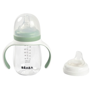 Biberón de aprendizaje antigoteo 2 en 1 210ml Beaba verde salvia