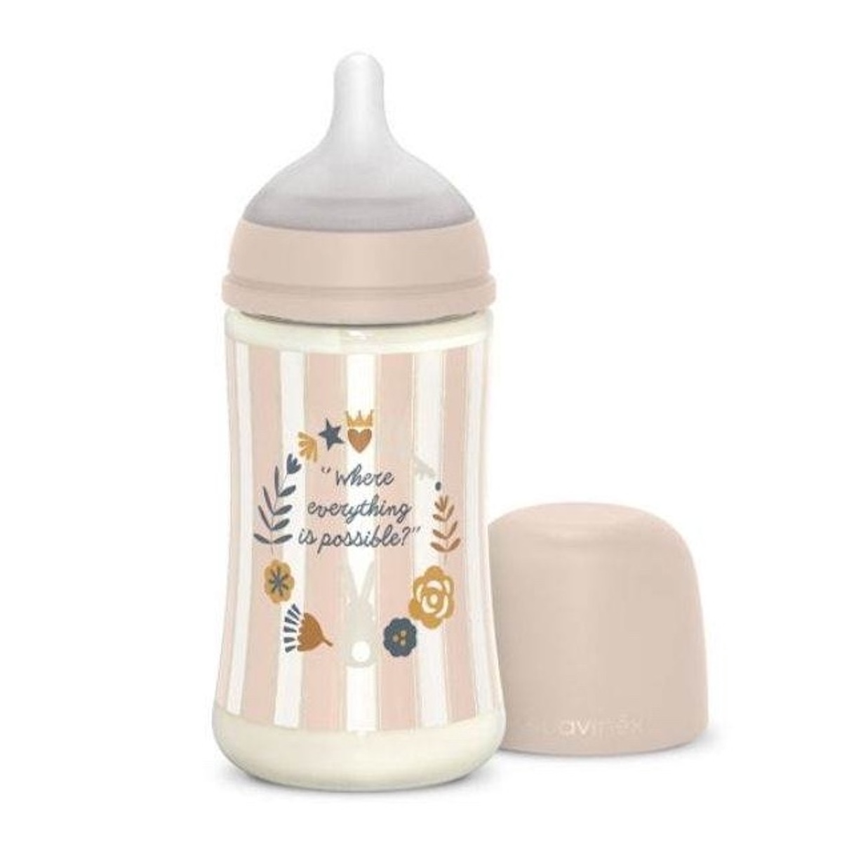 Biberón Poliamida 270ml Wonderland Rayas Rosa Suavinex