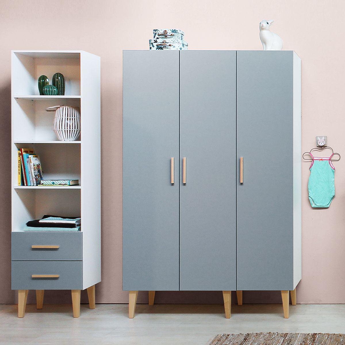 Bibliothèque EMMA Bopita blanc-gris