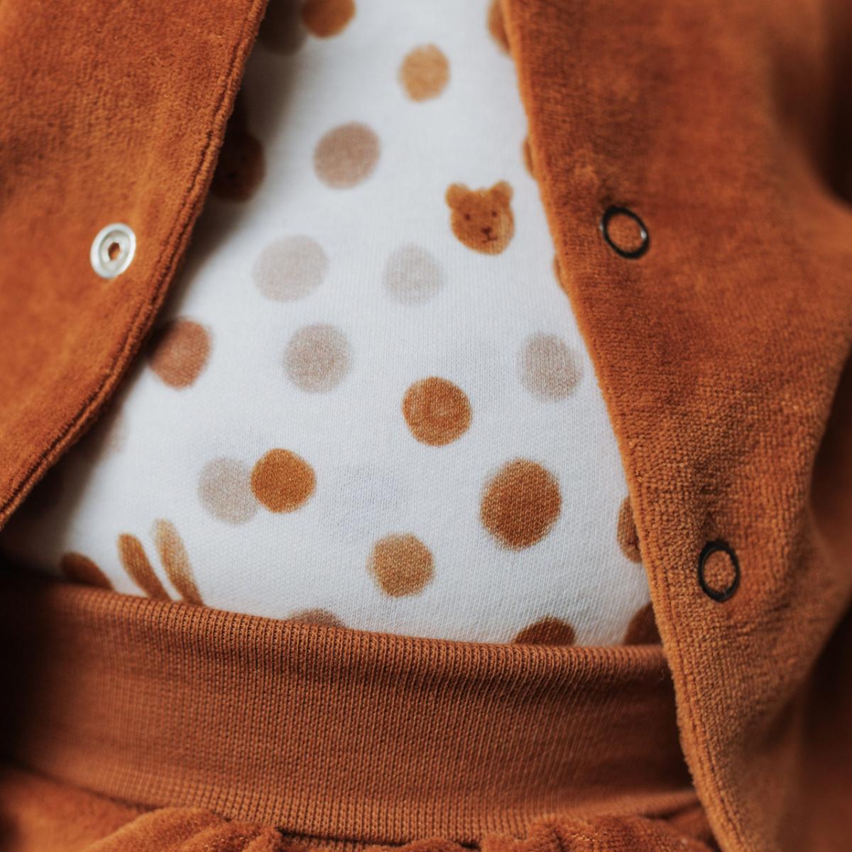 Body cruzado manga larga 56-62cm Wooly Organic caramel