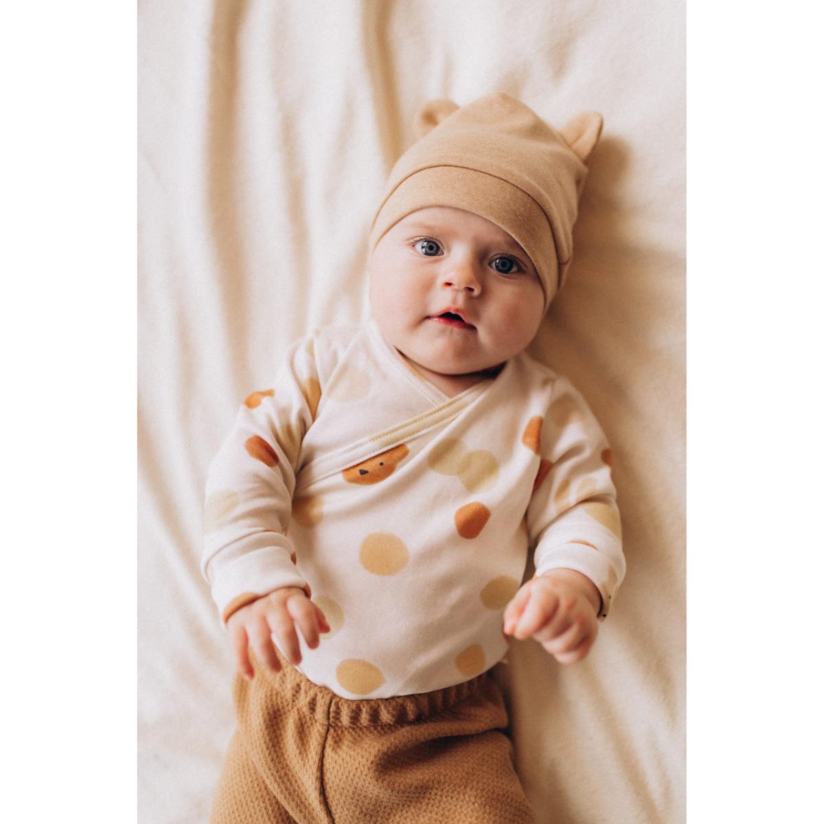 Body cruzado manga larga 56-62cm Wooly Organic caramel