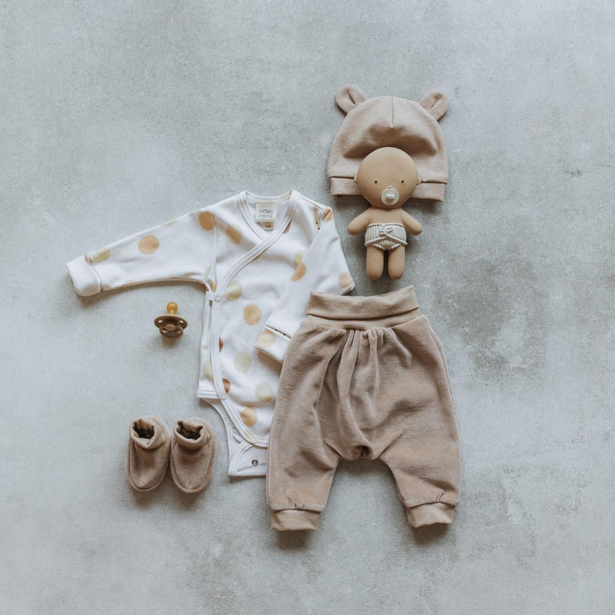 Body cruzado manga larga 56-62cm Wooly Organic caramel