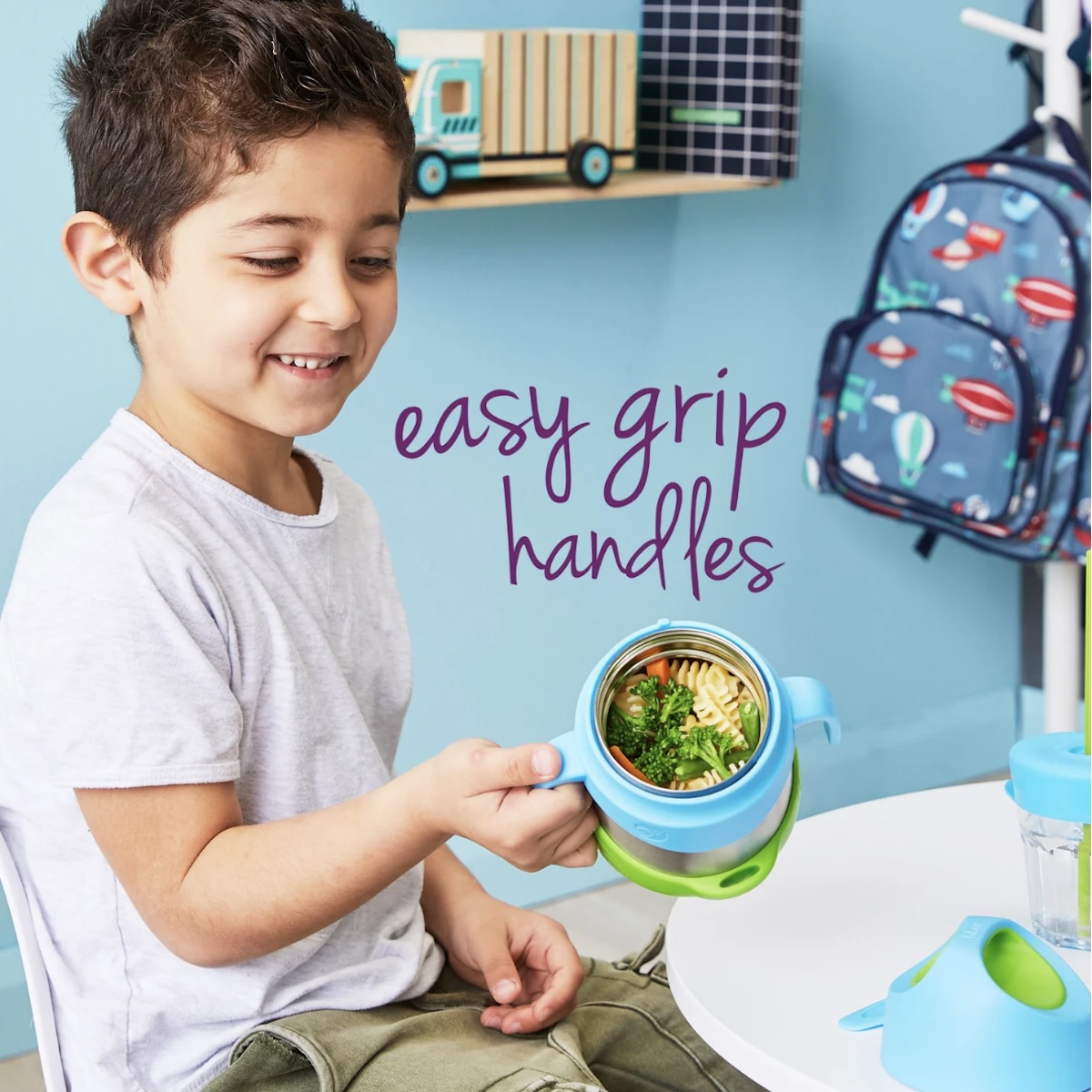 Boite à repas isotherme evolutive avec fourchette indigo rose b.box