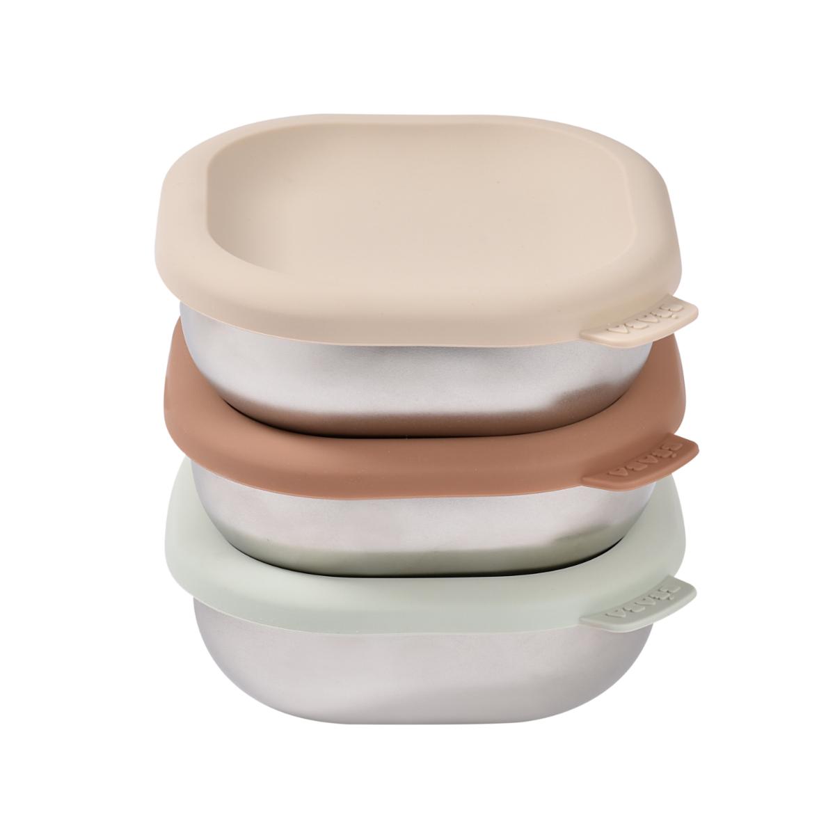 Boîtes repas inox multi-usage x3 Beaba Natural set