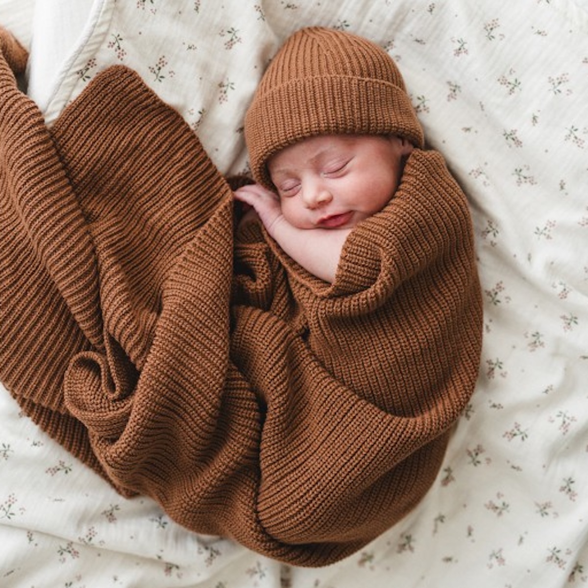 Bonnet bébé canalé 0-1m Babyshower toffee