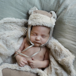 Bonnet TEDDY T1 ESKIMO Babyshower suede almond