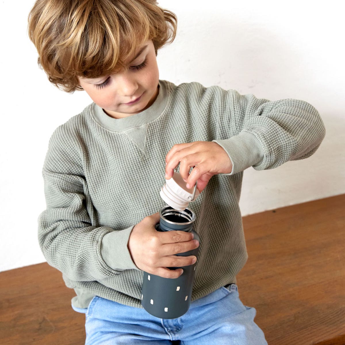 Bottle Stainless Steel Happy Prints midnight blue Laessig