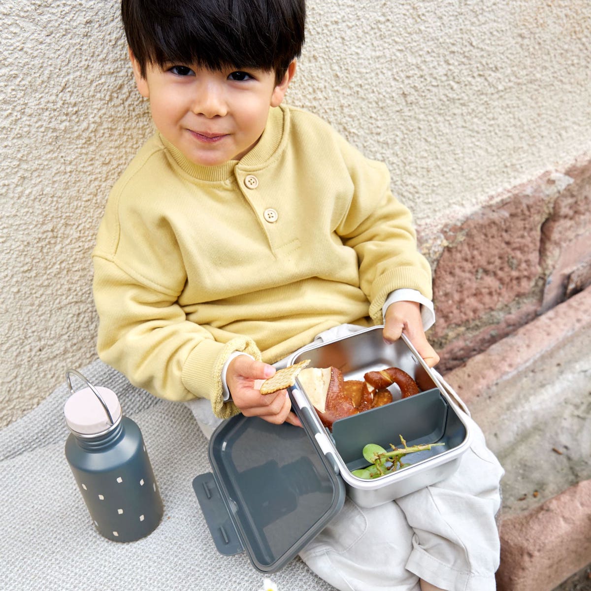 Bottle Stainless Steel Happy Prints midnight blue Laessig