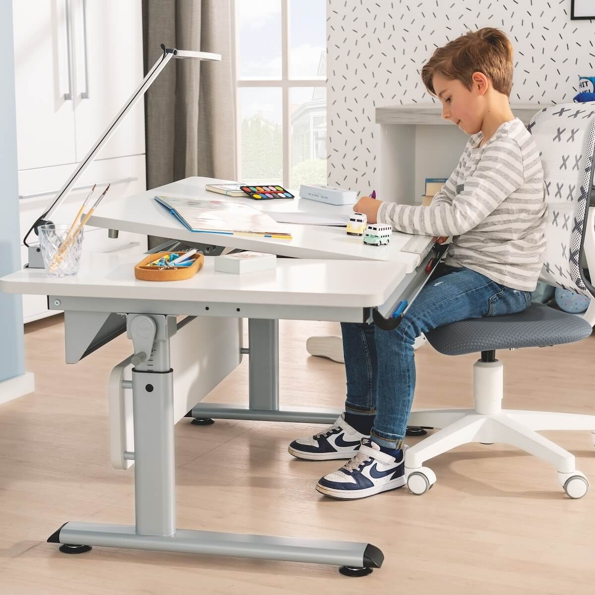 Bureau 130x70cm DIEGO GT Paidi Argent-blanc