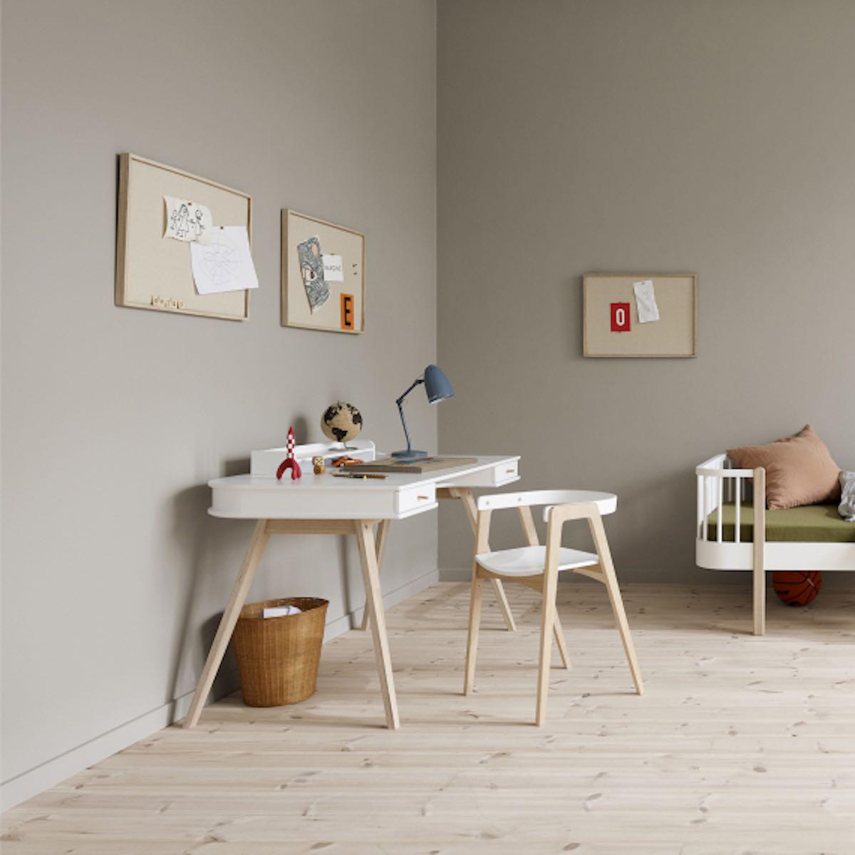 Bureau-chaise 66cm WOOD Oliver Furniture blanc-chêne